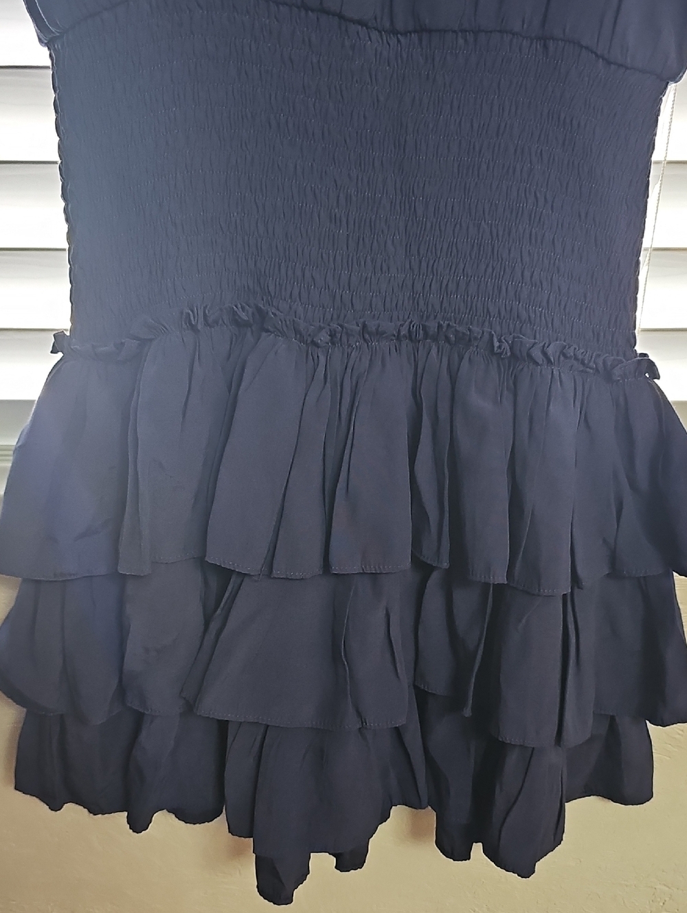 Smocked Waist Navy Ruffle Mini Dress ( #89) - Picture 7 of 11